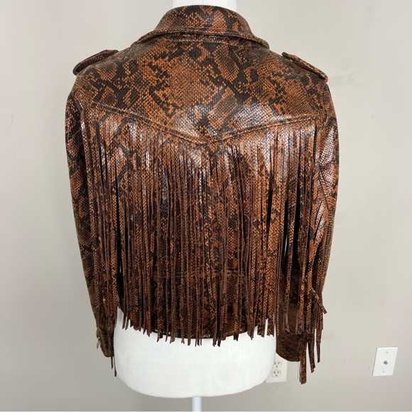 BLANK NYC WORD OF MOUTH SNAKE PRINT FAUX LEATHER FRINGE ZIP UP JACKET SIZE SMALL - Picture 11 of 16